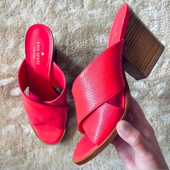Kate Spade New York Felda Red Leather Mule Wrap Sandals Size 9m - Picture 13 of 13